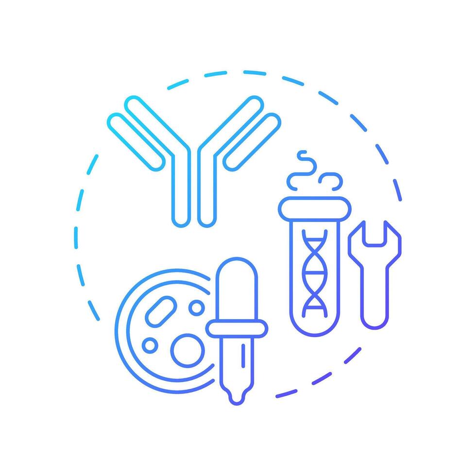 Recombinant antibody expression blue gradient concept icon. Production process. Biotechnology. Protein synthesis. Round shape line illustration. Abstract idea. Graphic design. Easy to use in article vector