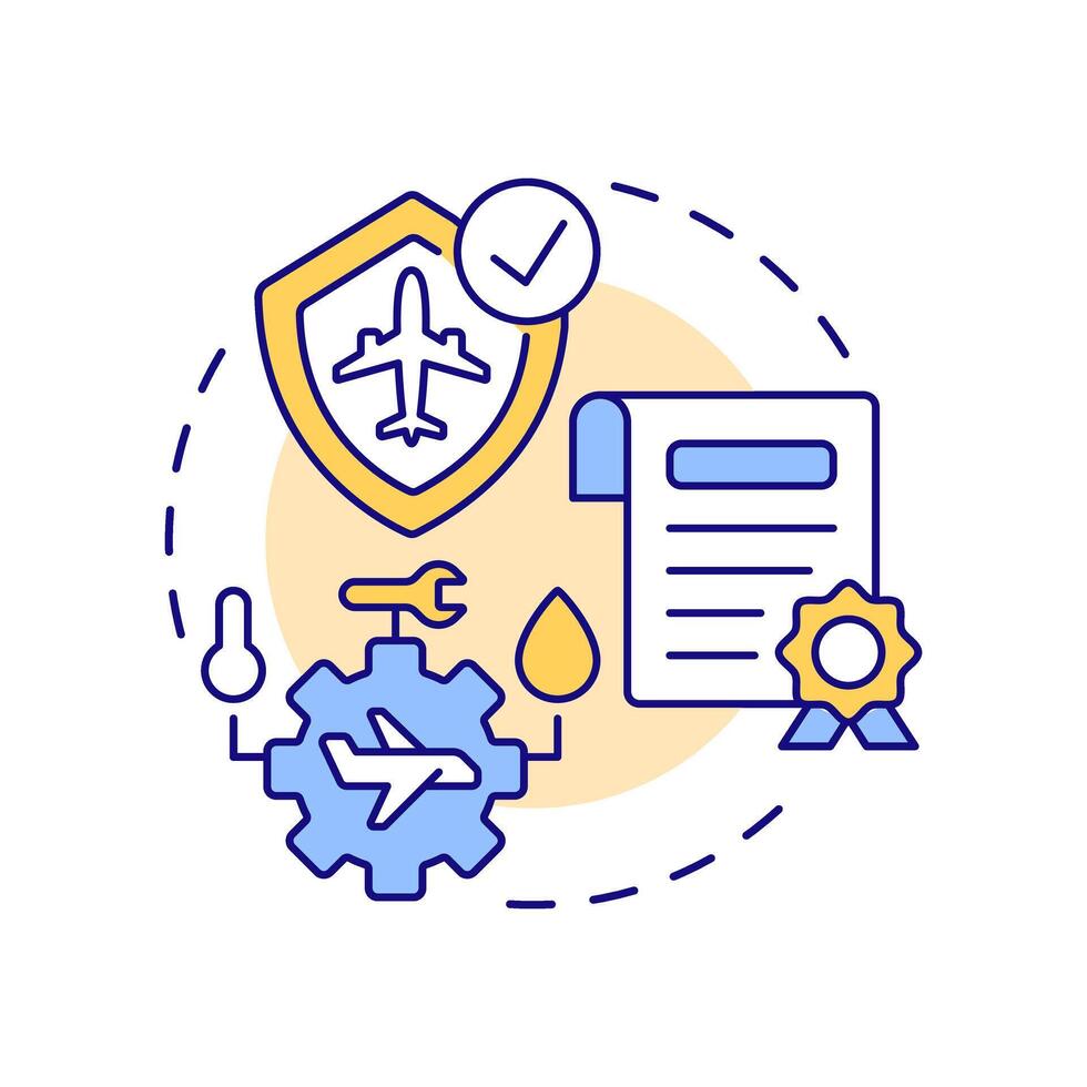 Aviation safety multi color concept icon. Regulatory compliance, certification. Round shape line illustration. Abstract idea. Graphic design. Easy to use in infographic, presentation vector