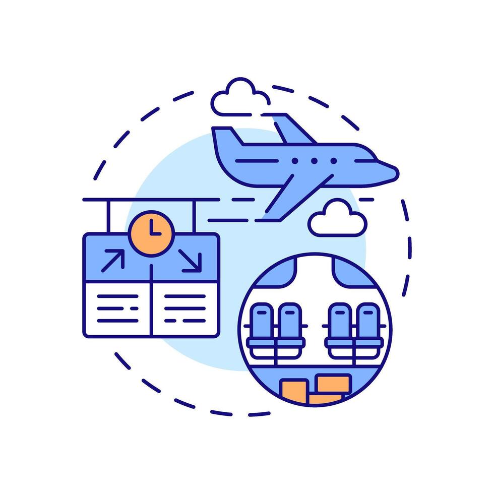 Commercial aircraft multi color concept icon. Airline company, aviation services. Round shape line illustration. Abstract idea. Graphic design. Easy to use in infographic, presentation vector