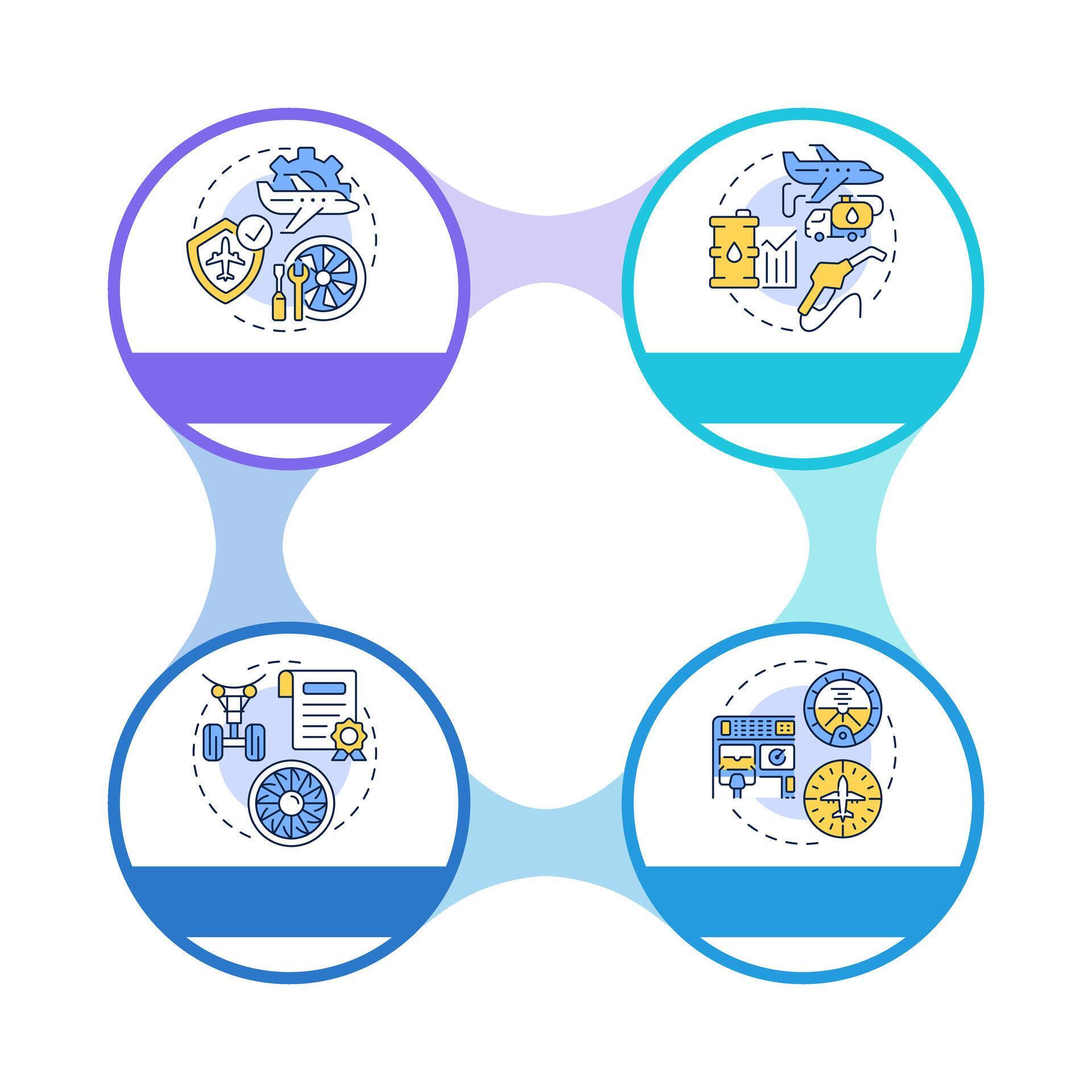 Aircraft control systems infographic circles flowchart. Safety ...