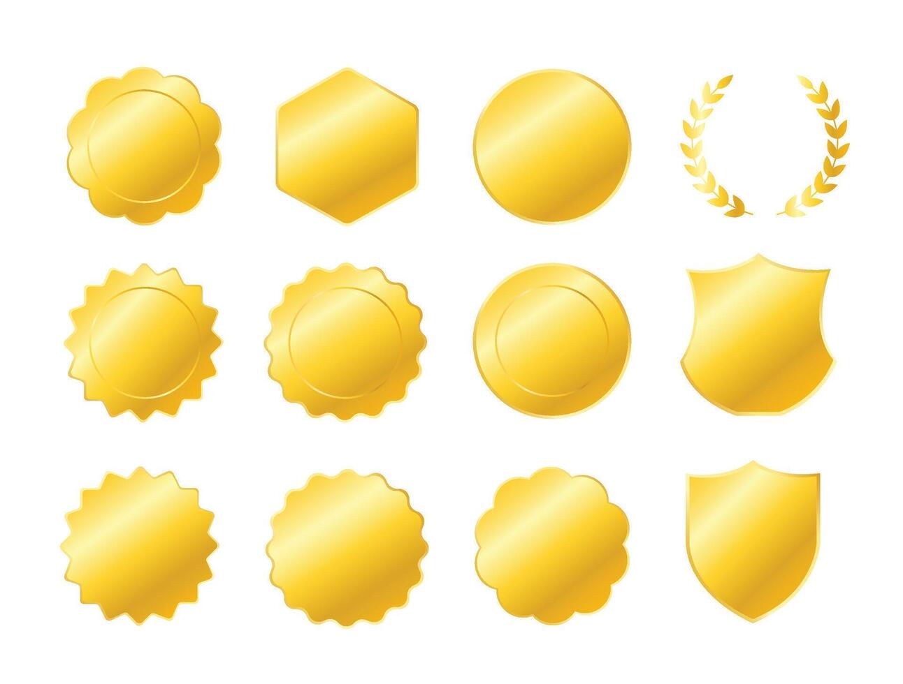 Gold badges of different geometric shapes vector