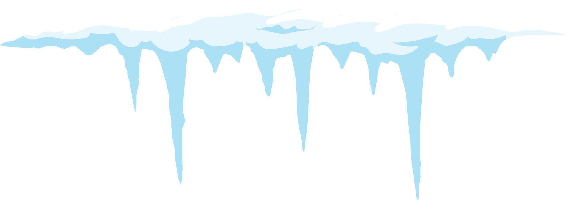 Snow covered roof with dripping icicles creates a picturesque winter scene, perfect for holiday decorations and festive designs vector