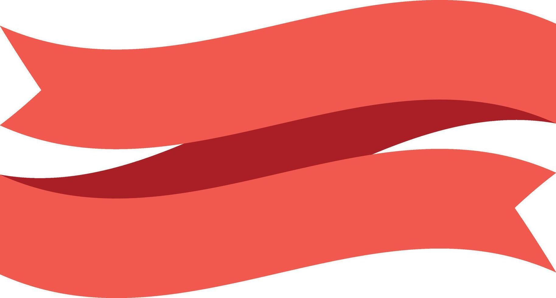Two elegant, waving red ribbons are dynamically positioned against a clean white backdrop, creating a sense of movement and celebration vector