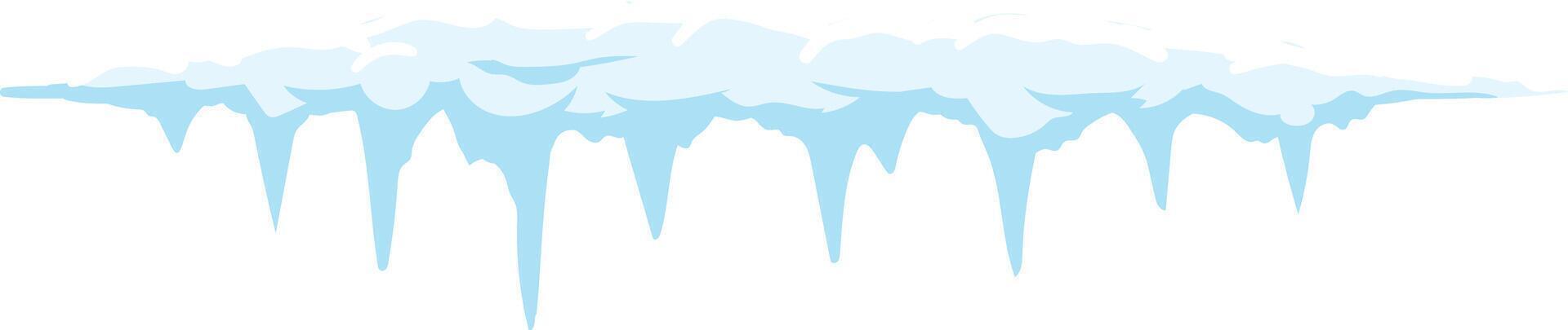 Snow covered icicles are hanging from the roof, creating a beautiful winter scene, perfect for christmas or holiday decorations vector
