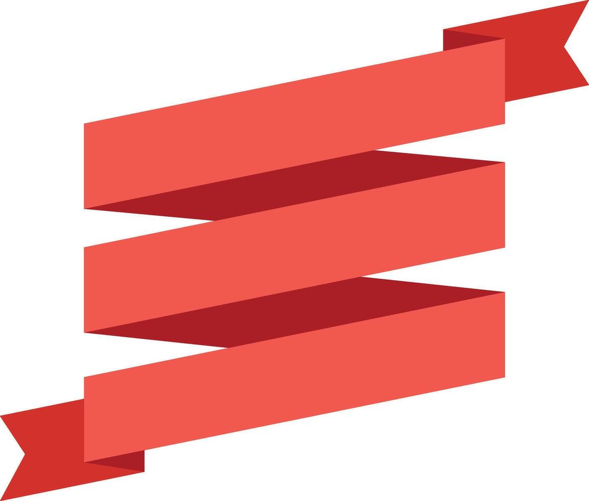 Red waving ribbon with three sections creating a sense of movement and dynamism, ideal for highlighting important information or adding a decorative touch vector