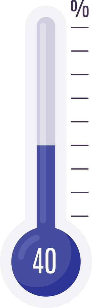 Measuring progress with a 40 percent thermometer, tracking growth and success in business vector