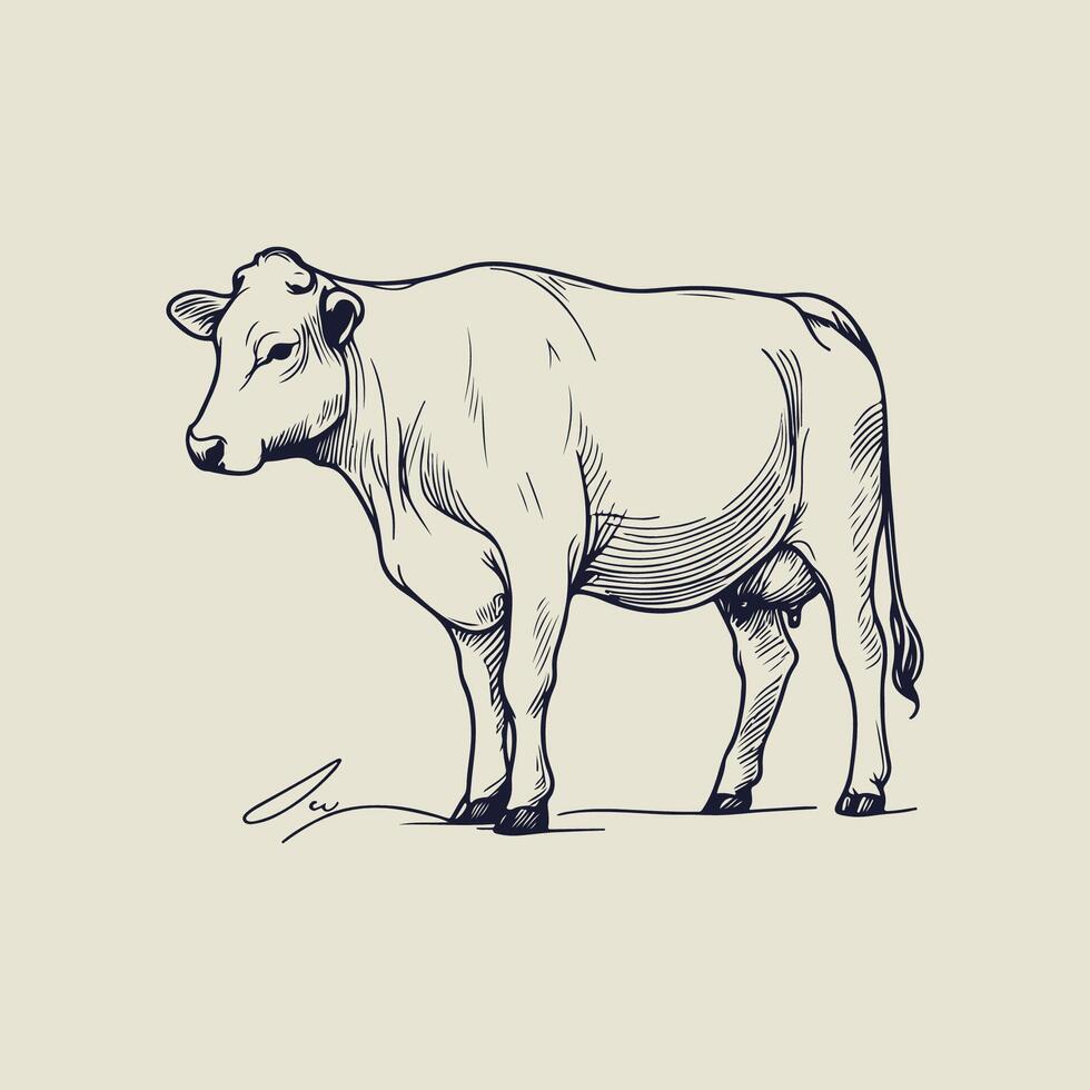 Chic Cow Line Art Design vector