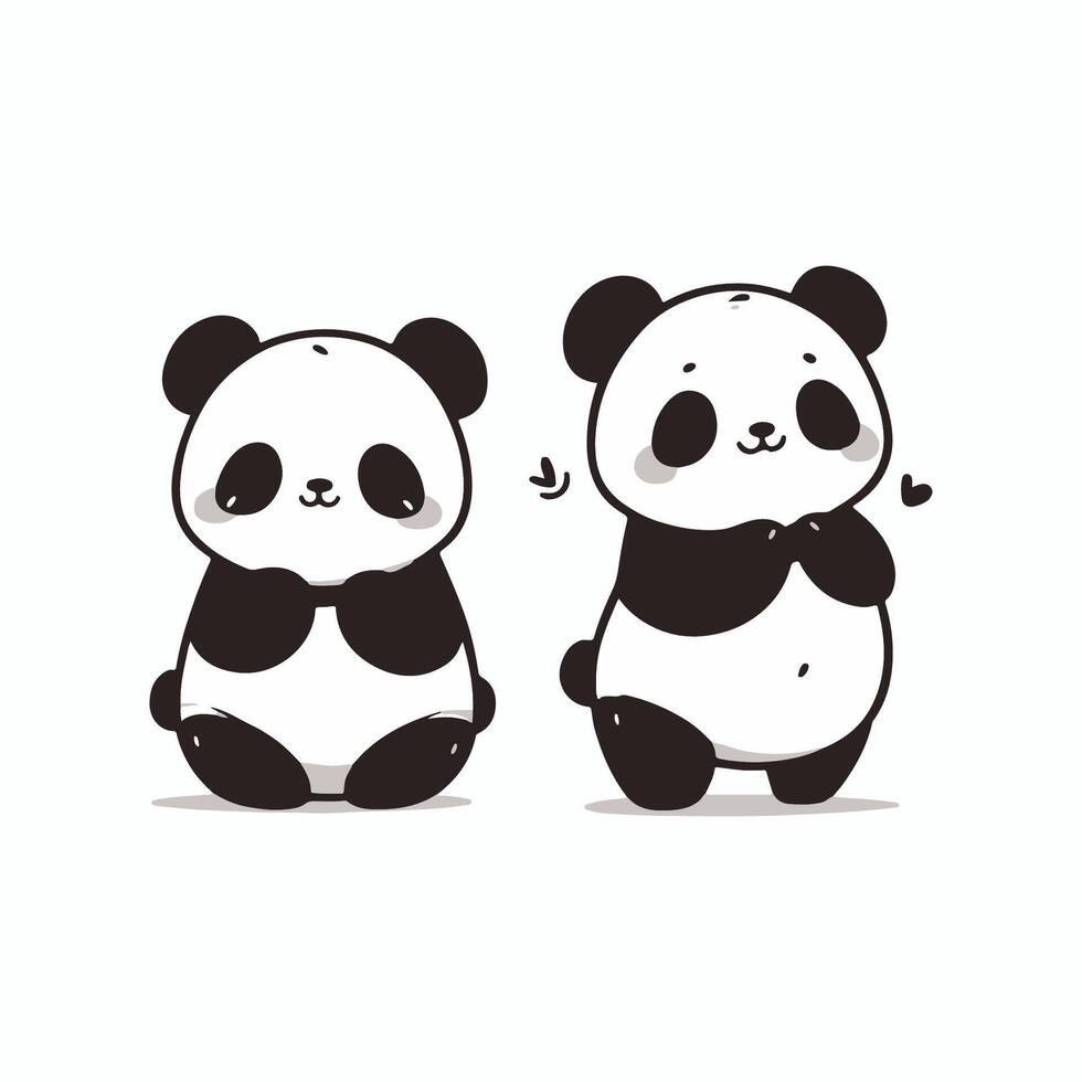 Charming Baby Panda Line Art Illustrations in Minimalist Style vector