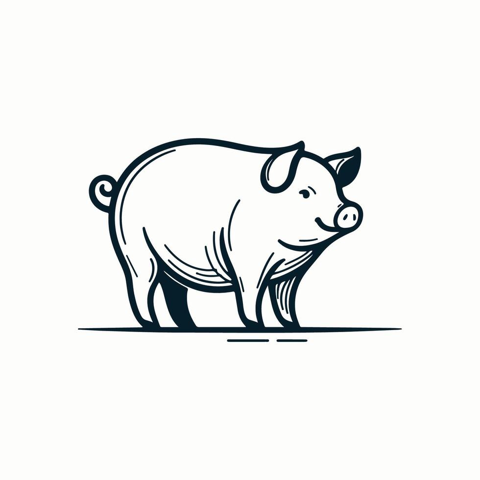 Modern Minimalist Pig Illustration vector