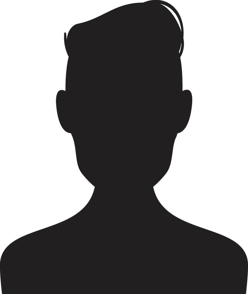 Black silhouette of a young man with short hair and neutral expression, ideal for profile pictures or anonymity concepts vector