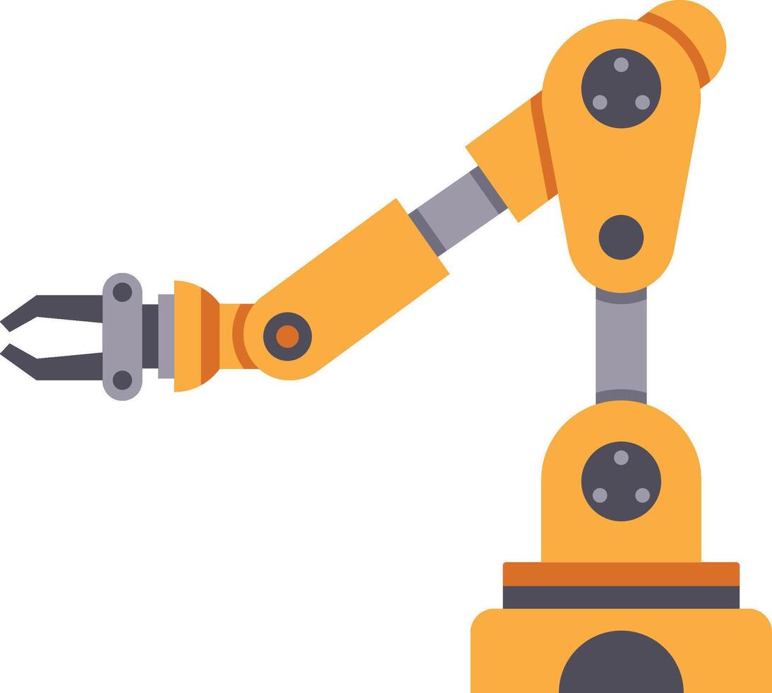 Robotic arm extending and gripping, showcasing automation, industrial technology, and advanced manufacturing processes in modern factories vector
