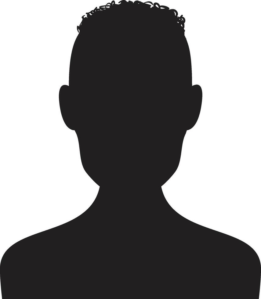 Black silhouette of a person with curly hair creates a sense of anonymity and mystery, symbolizing concepts of privacy, identity, and individuality vector