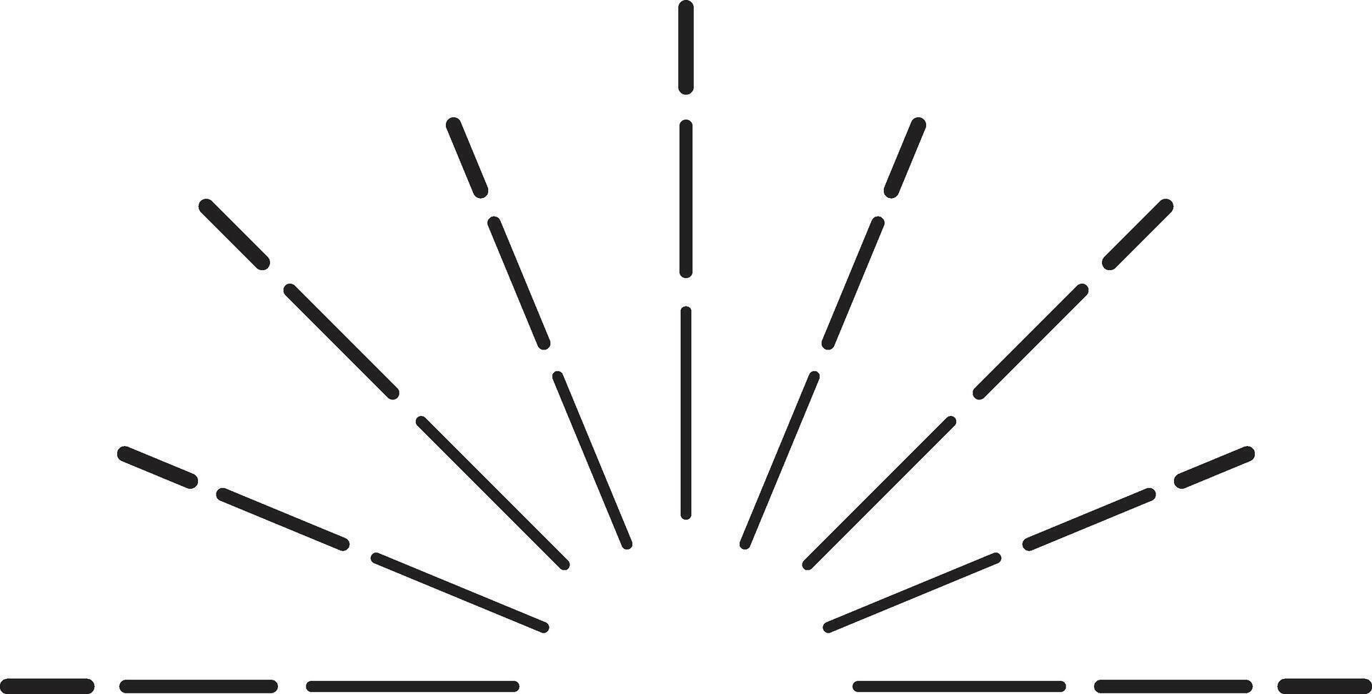Sun's rays reaching up from horizon, creating a beautiful semicircle of dashed lines symbolizing new day and positive outlook vector