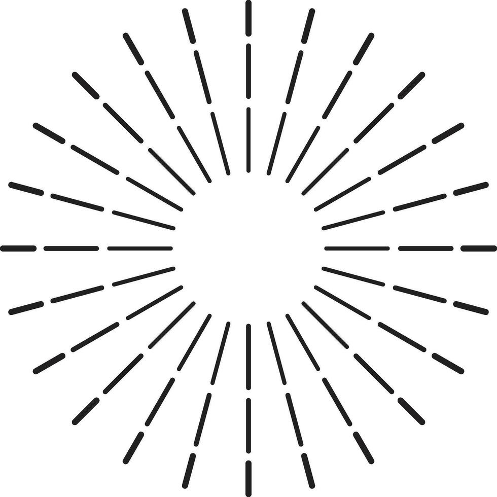 Sunburst design radiating lines outwards from a central point, creating a dynamic and eye catching visual element suitable for various design applications vector