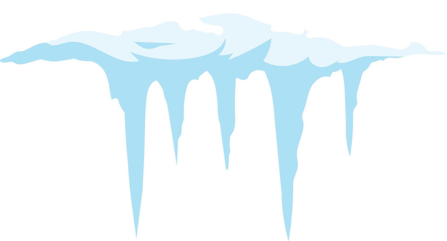 Melting snow creates delicate icicles against a white background, capturing winter's frosty essence. Blue and white hues blend in a serene scene, perfect for holiday designs vector