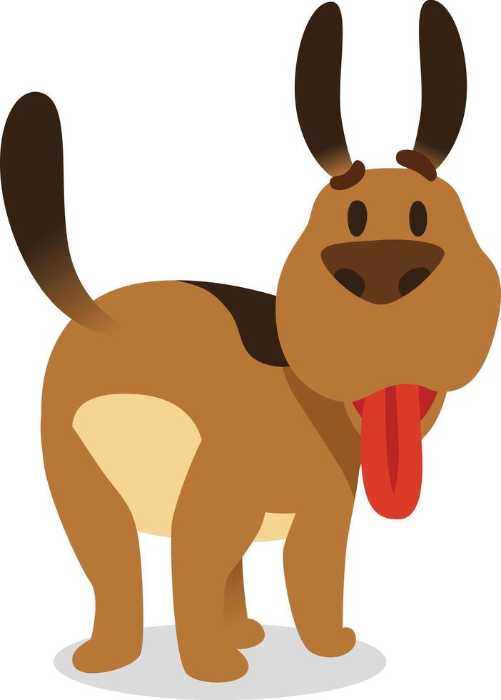 Charming cartoon illustration of a cheerful brown dog with its tongue out, ideal for children's books, pet themed designs, or any project in need of canine appeal vector