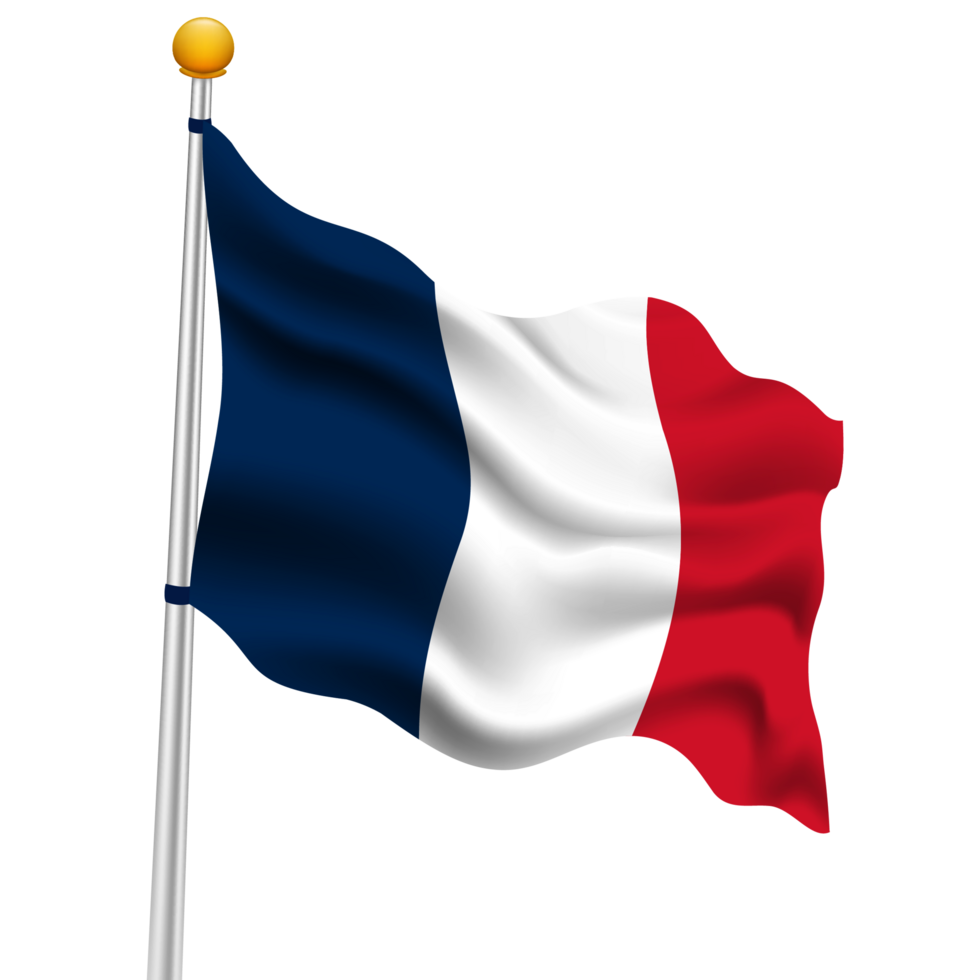 Waving Flag of France with Flagpole png