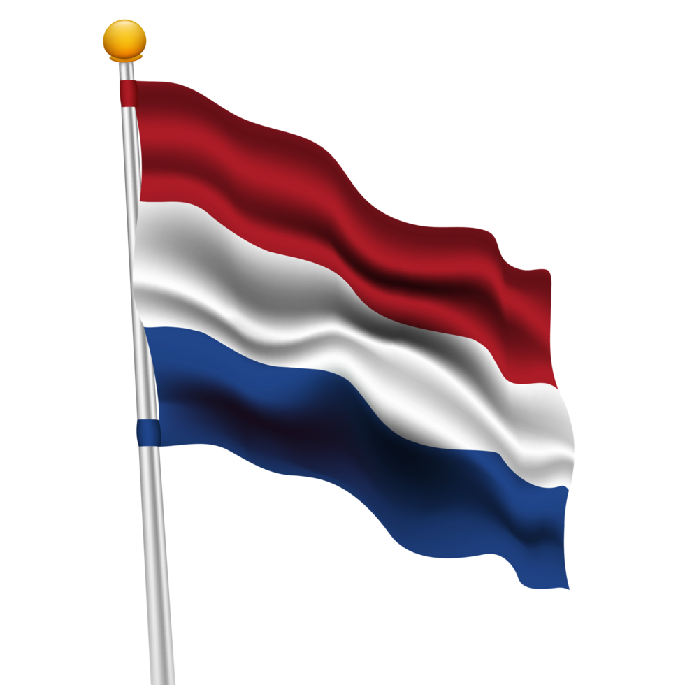 Netherland Flag waving wn the Flagpole png