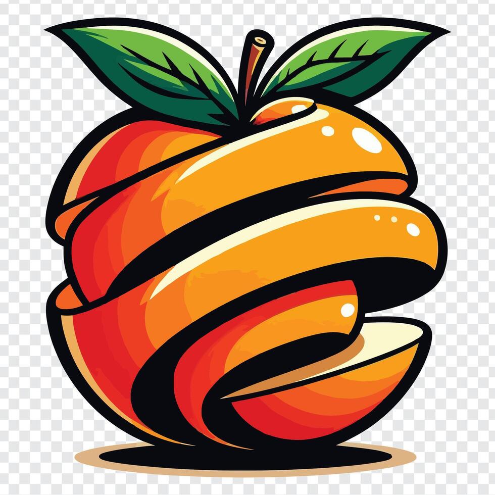 An orange fruit with a leaf on it vector