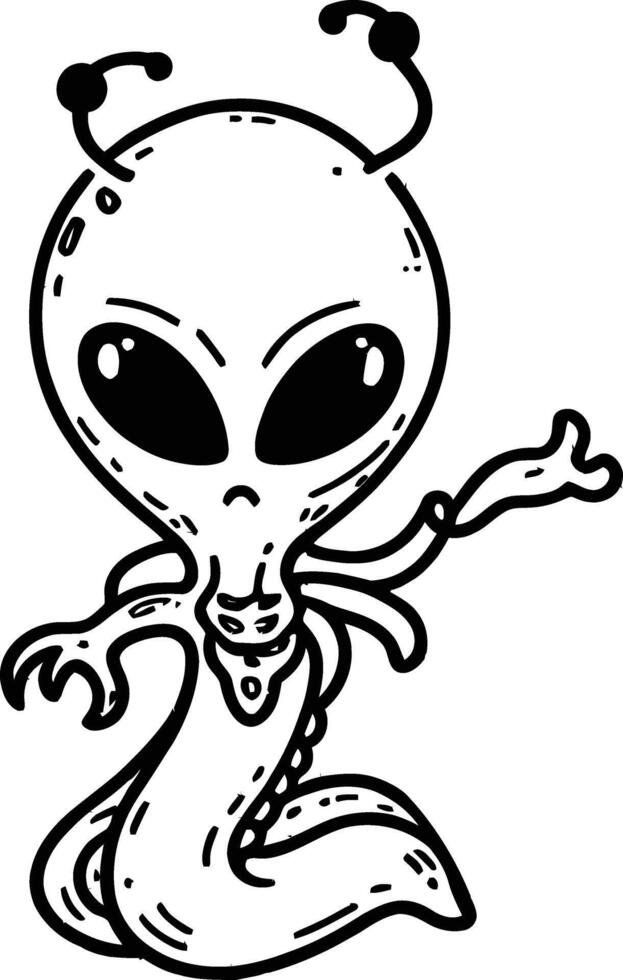 Alien cartoon coloring pages vector
