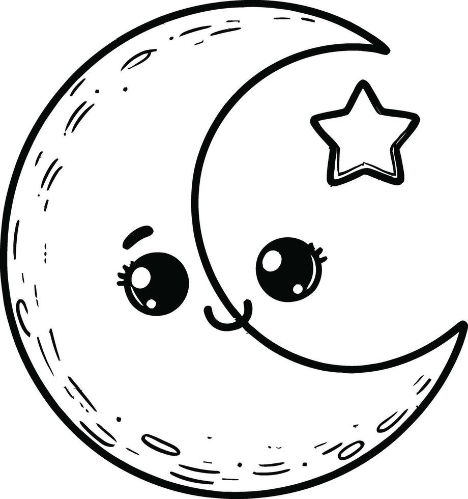 Cute moon coloring pages vector