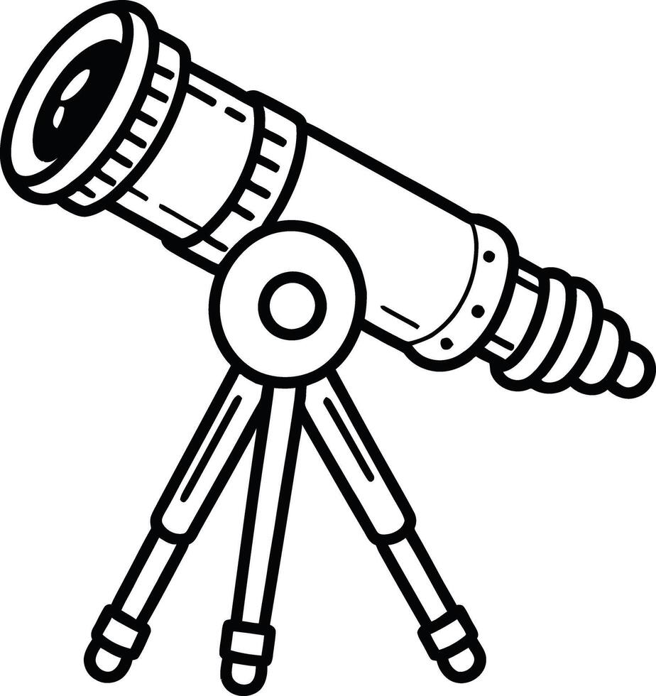 A black and white drawing of a telescope vector