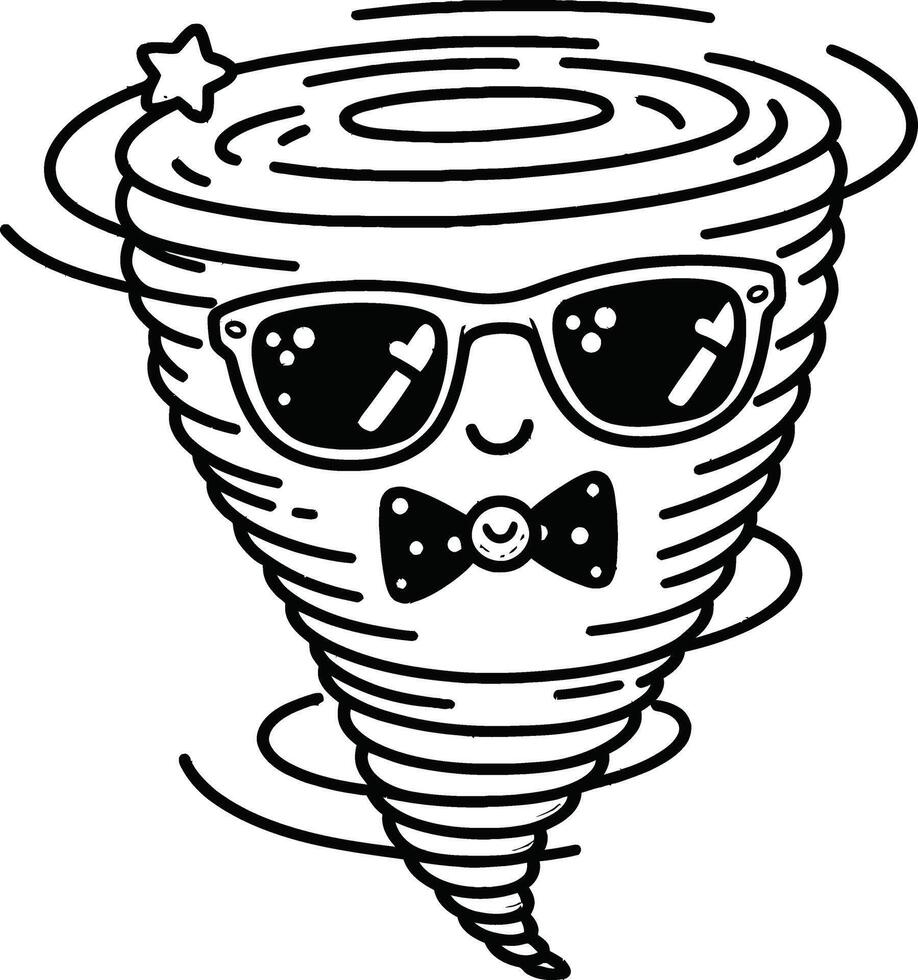 A cartoon tornado with sunglasses and a bow tie vector