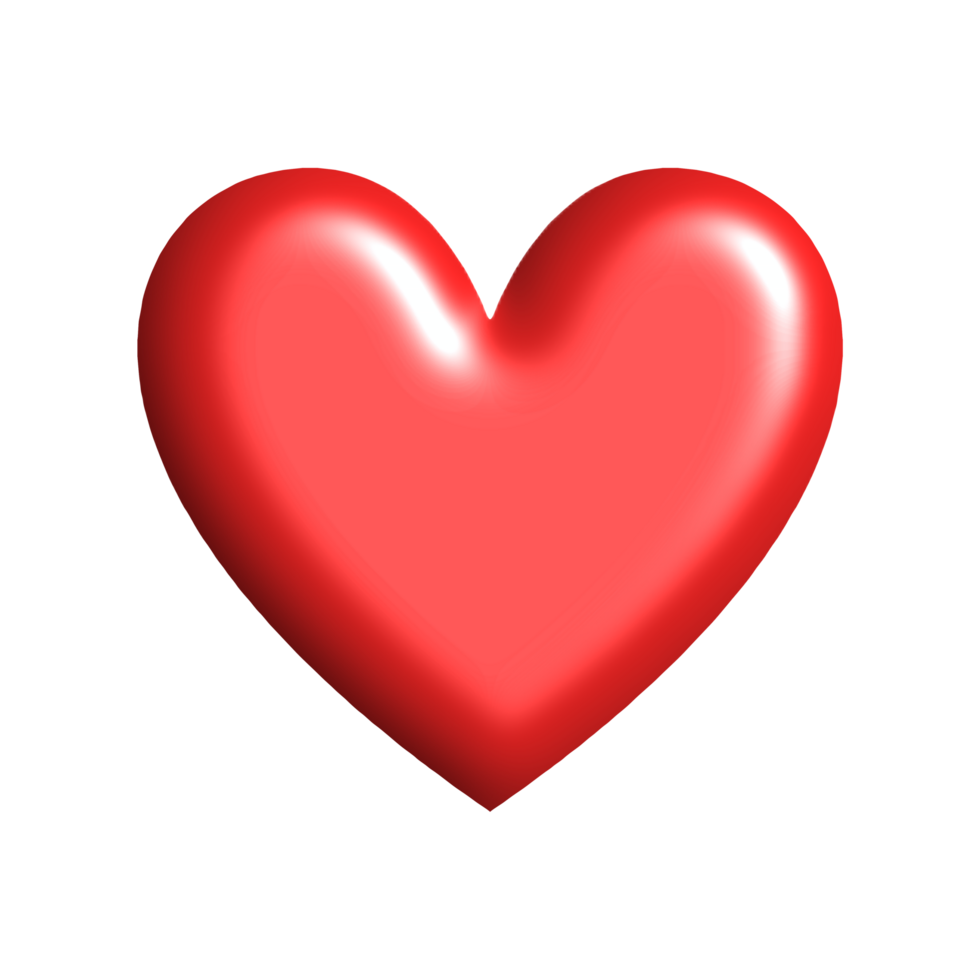Red heart shape 3d cute icon png