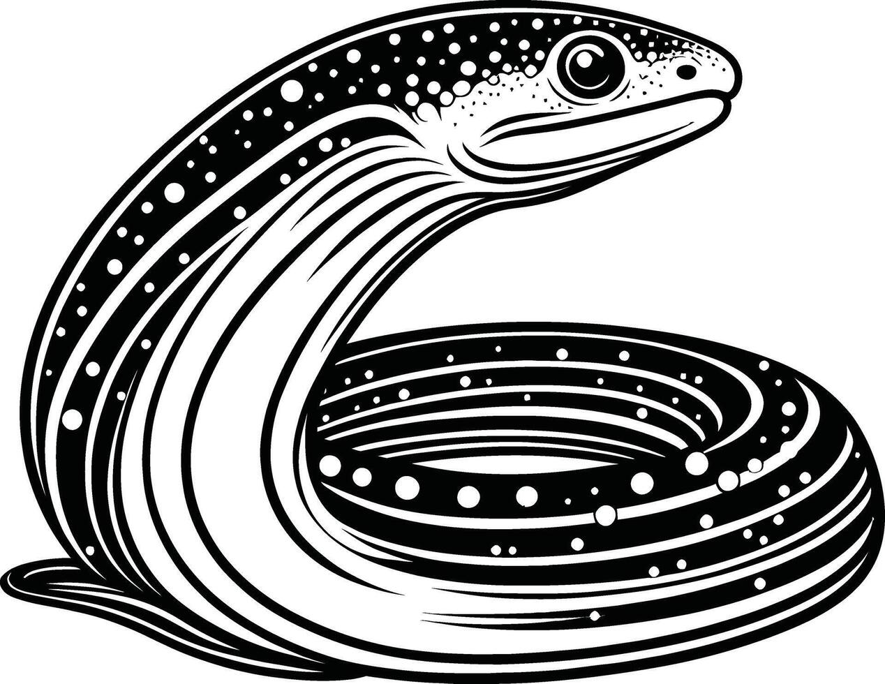 A black and white drawing of a snake vector