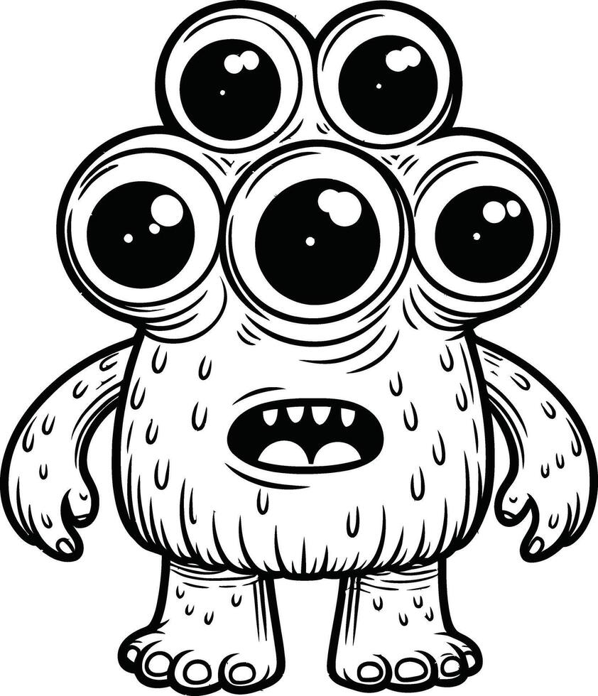 A cartoon monster with big eyes and big eyes vector