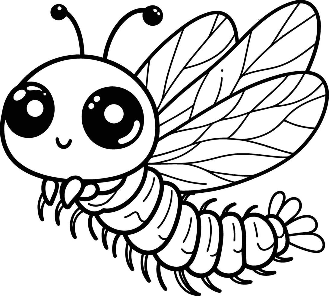 Cute bug coloring pages for kids vector