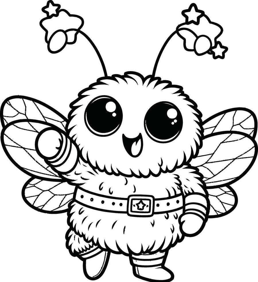A coloring page with a cute little bee vector