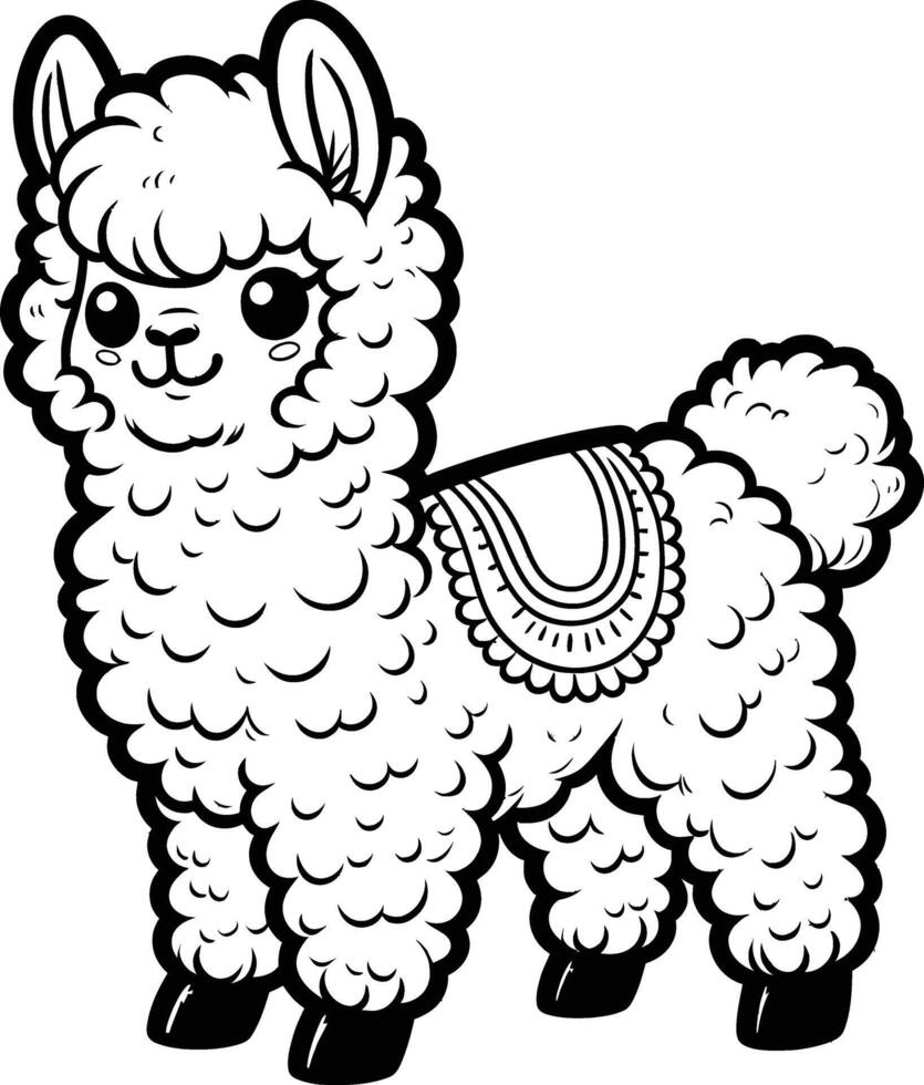 Free printable coloring pages for kids llama vector