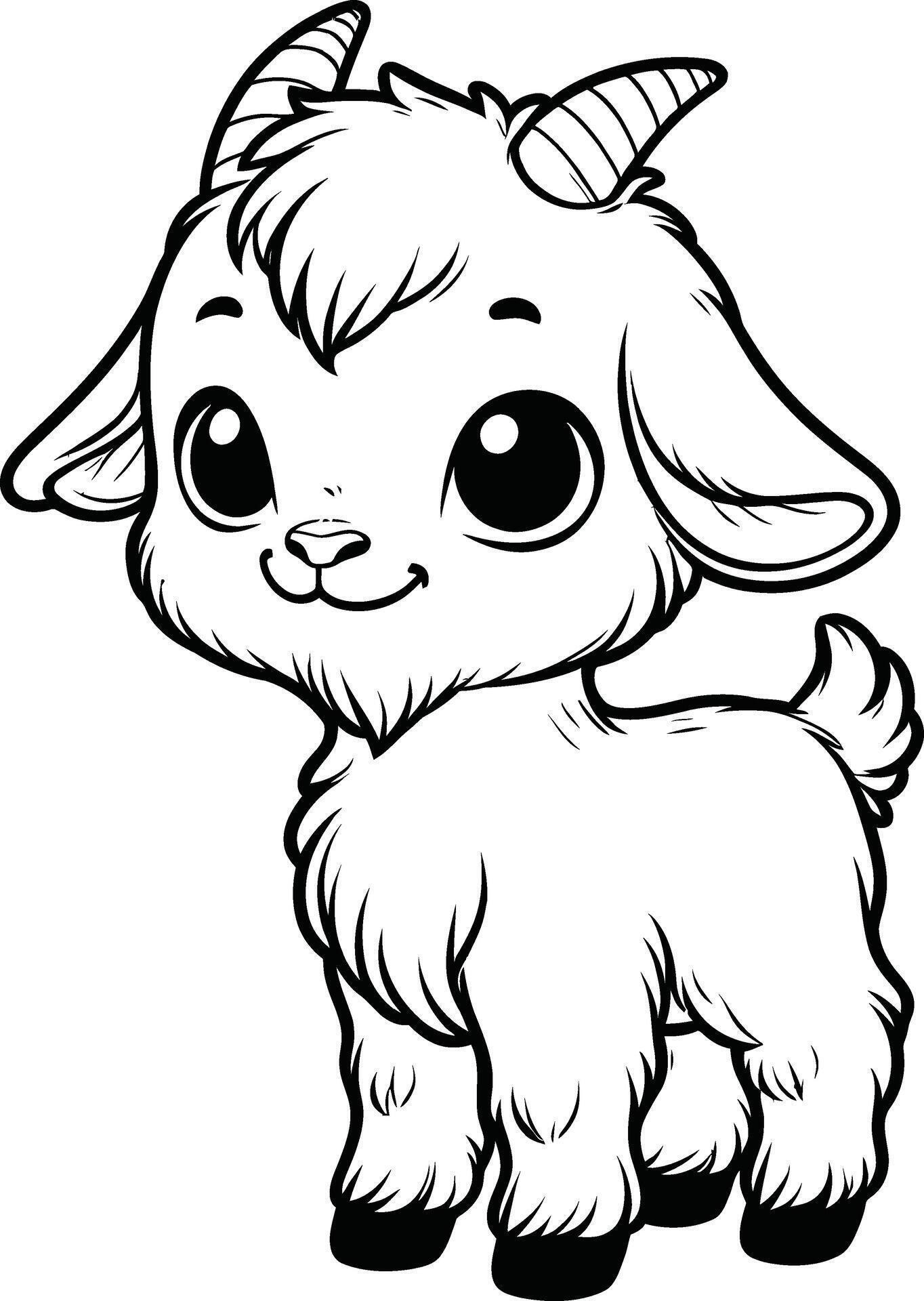 Baby goat coloring pages 52264792 Vector Art at Vecteezy