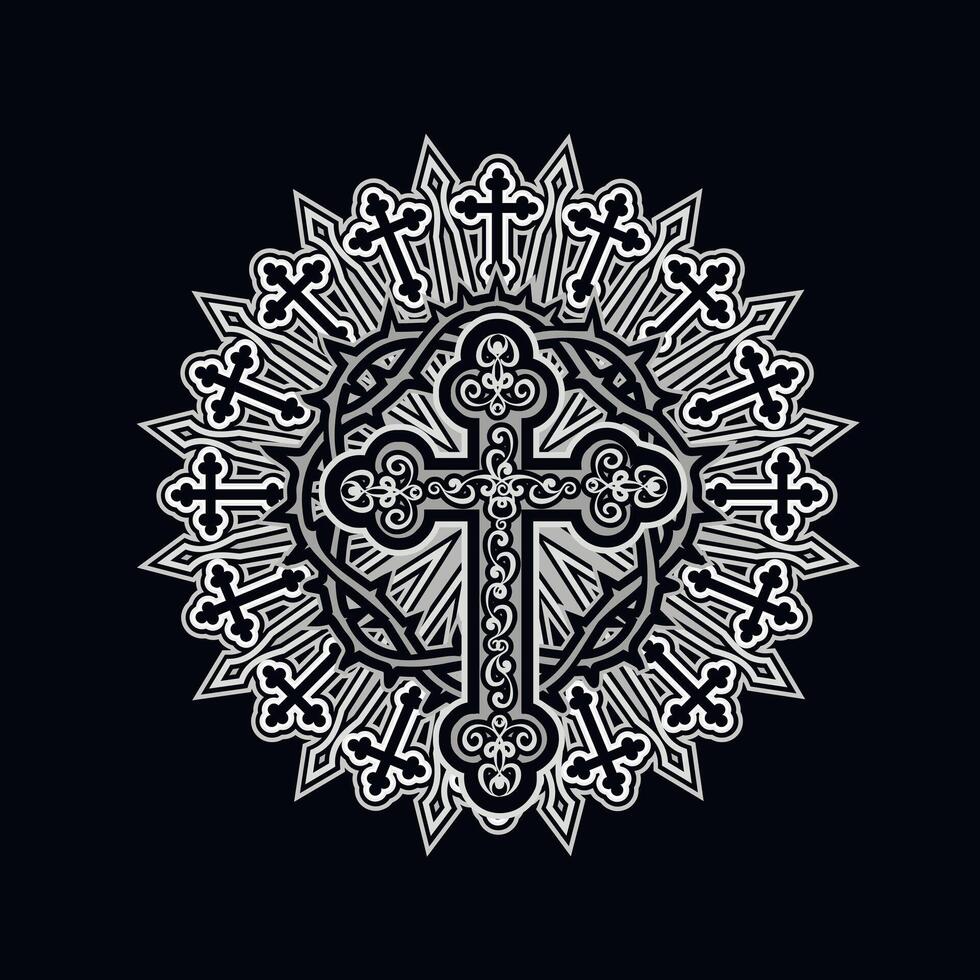christian sign with a cross vector