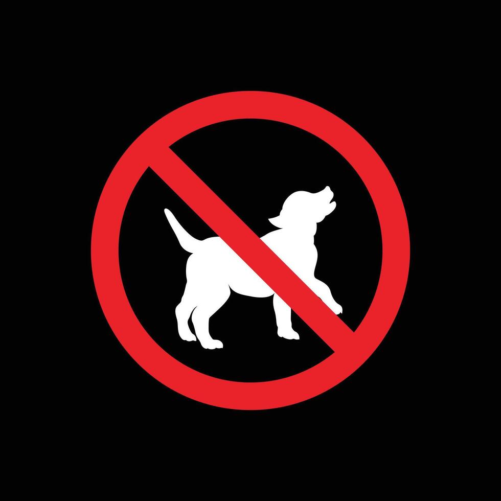 Isolated emblem for no dog or no pet on a black backdrop vector