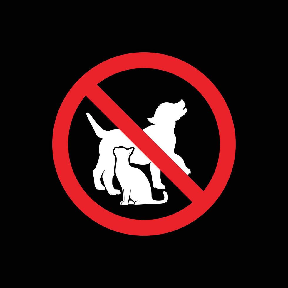 A black backdrop with an isolated no pet or no dog vector