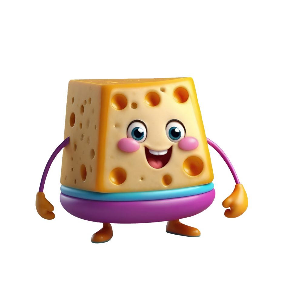 A cartoon cheese with a smile on its face png