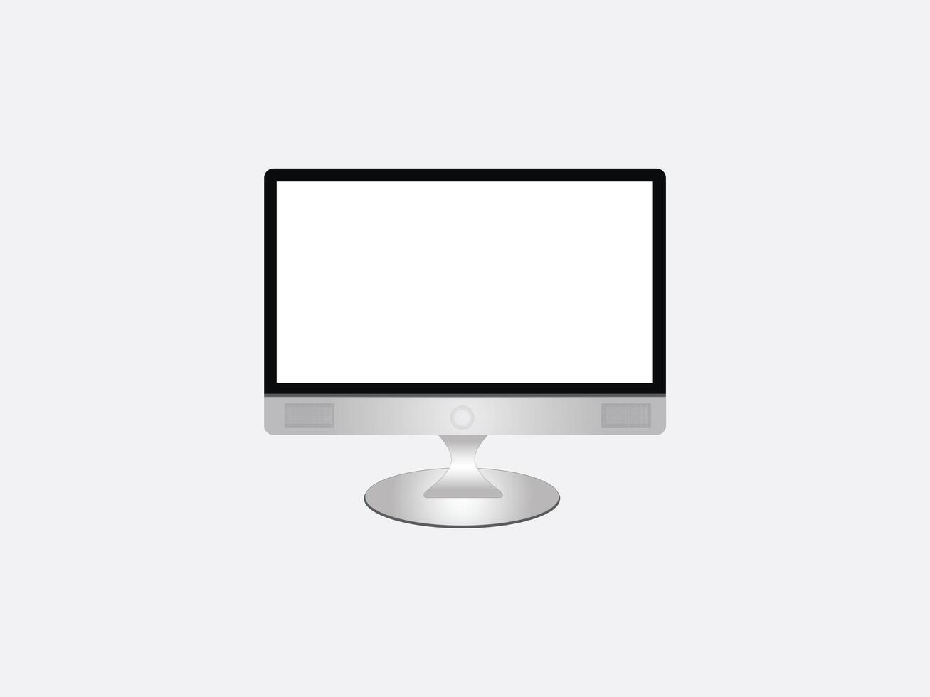 Realistic computer monitor with transparent empty screen. pc display mockup. blank desktop display vector