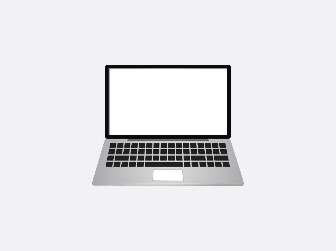 Laptop computer with blank screen, modern mobile phone and pc device mockup with empty display vector