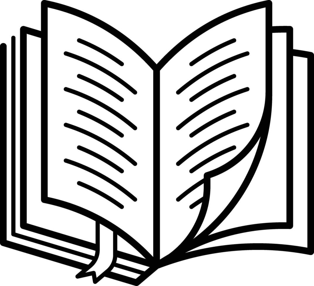 Opened Book with Bookmark from Top Diagonal Angle vector