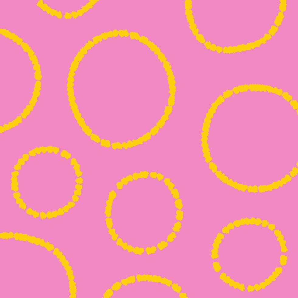 Pink Square Background with Crayon Circles vector