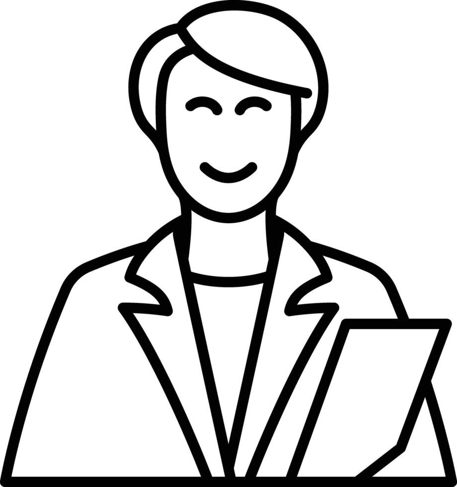 the Outline Icon of student with book vector
