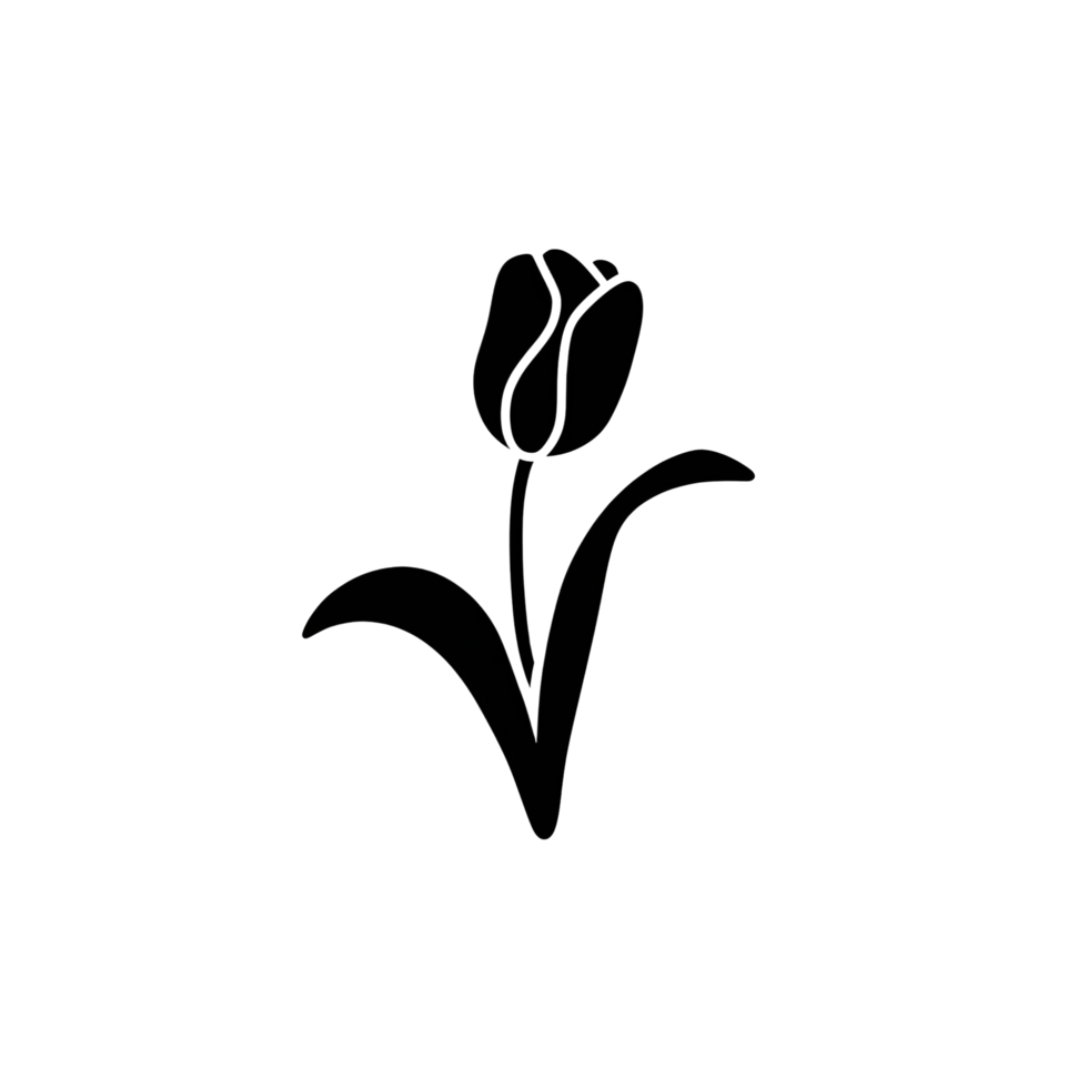 A black and white drawing of a tulip png