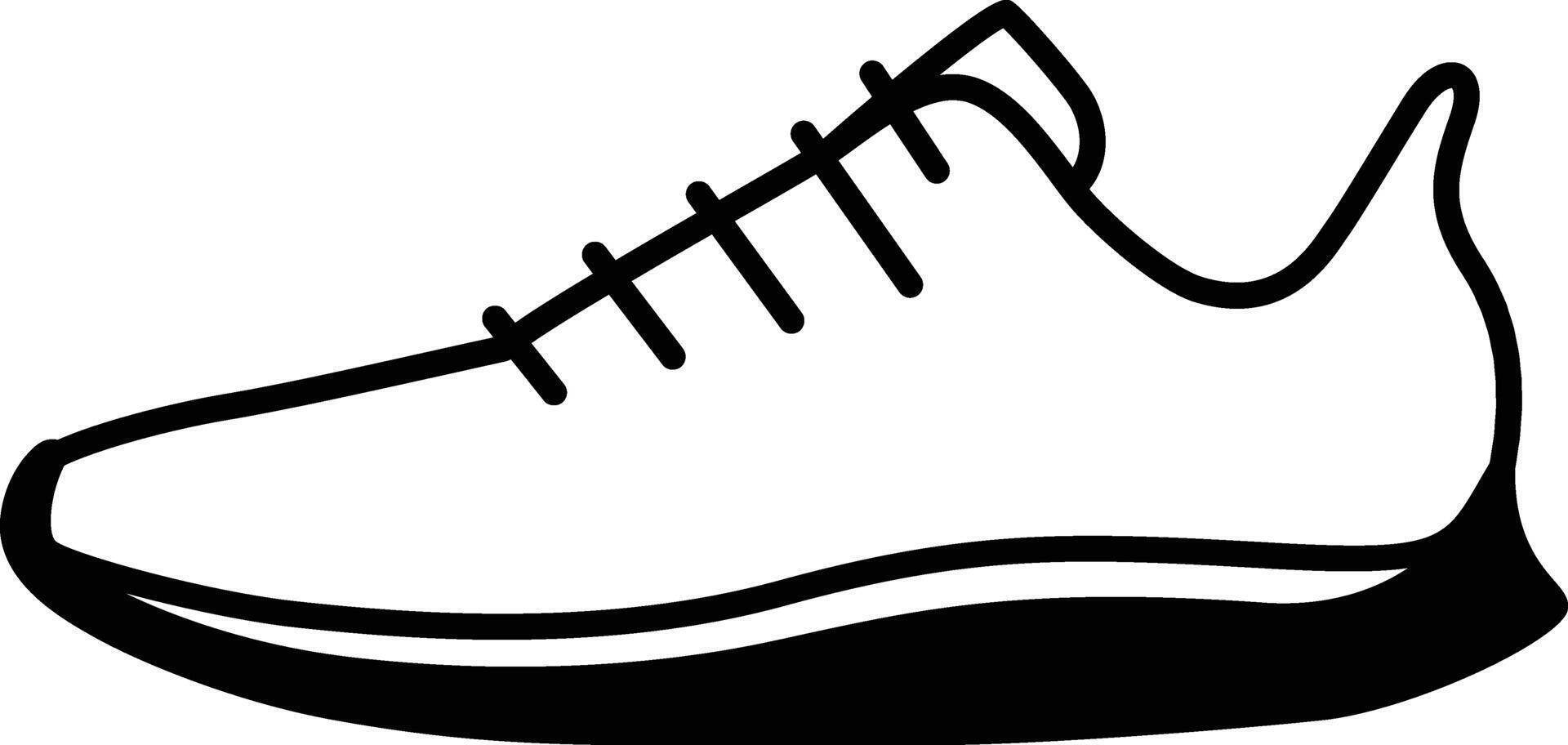 A black and white drawing of a shoe vector