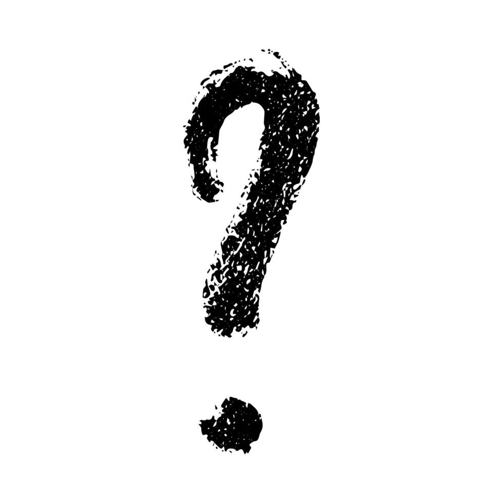 Hand drawn ink question mark illustration in sketch style. Single element for design vector