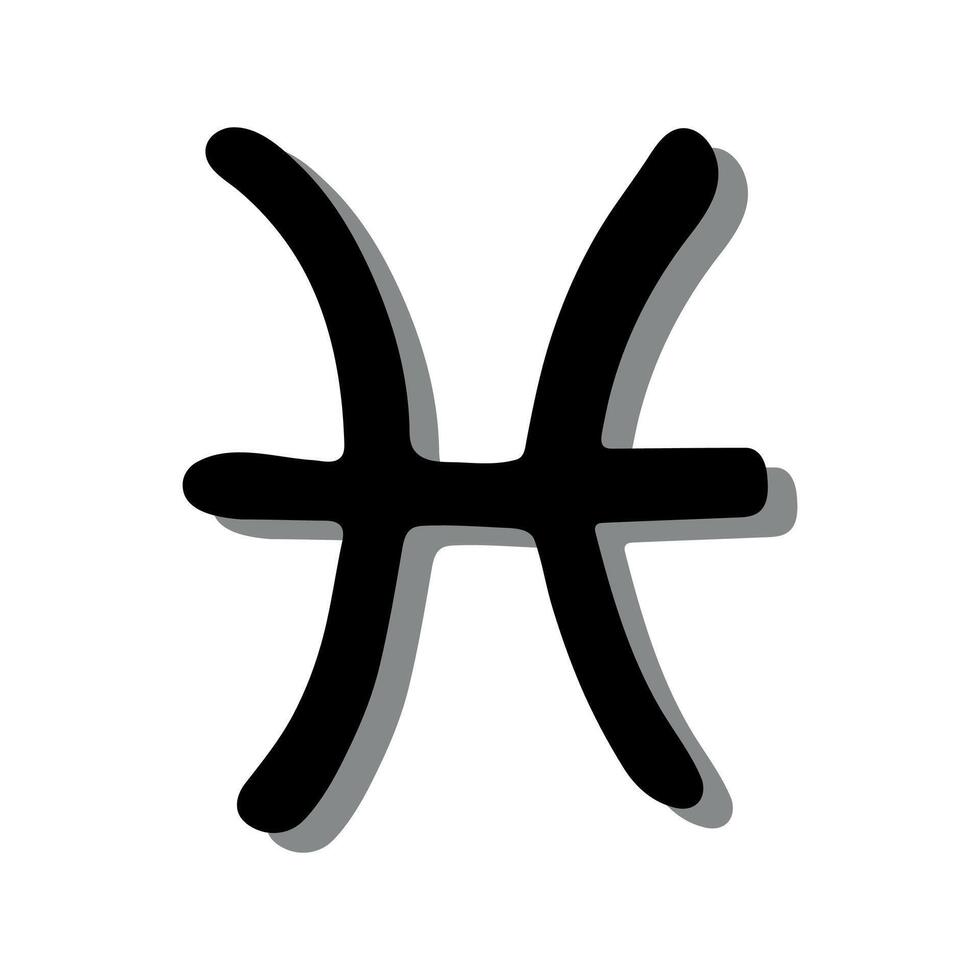 Hand drawn pisces zodiac sign Esoteric symbol doodle Astrology clipart Element for design vector