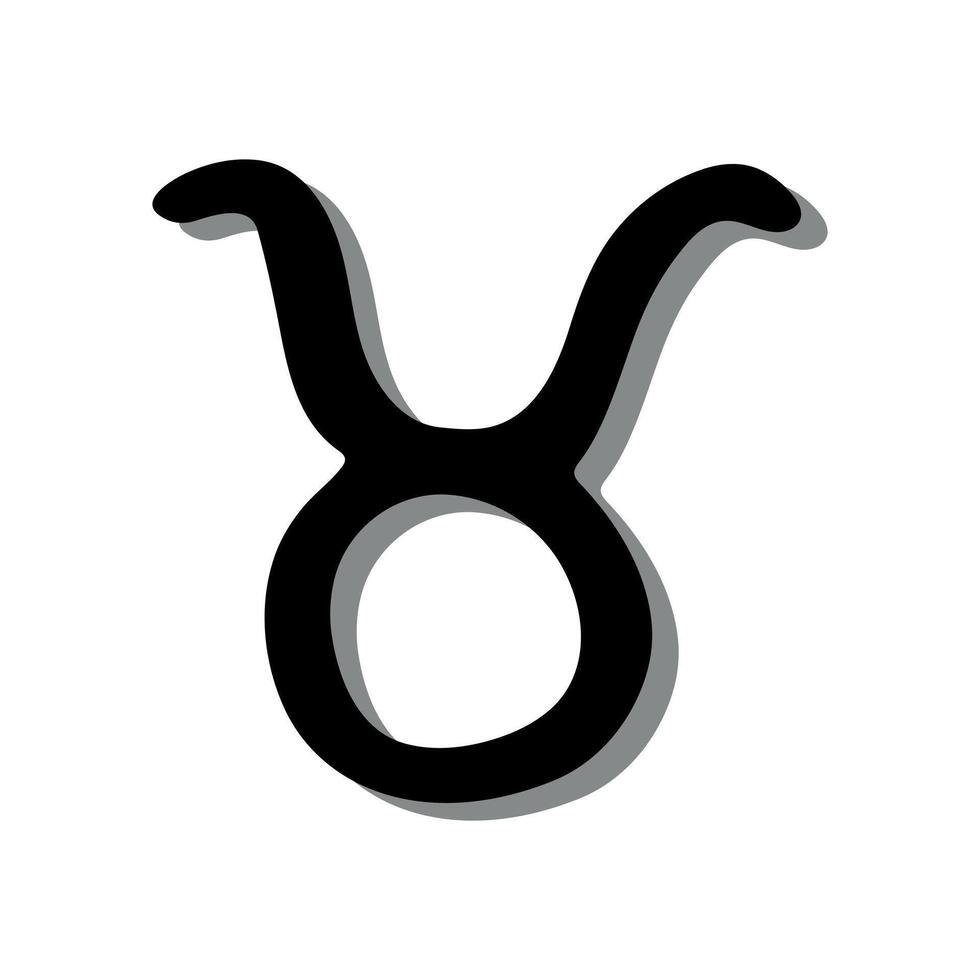 Hand drawn taurus zodiac sign Esoteric symbol doodle Astrology clipart Element for design vector