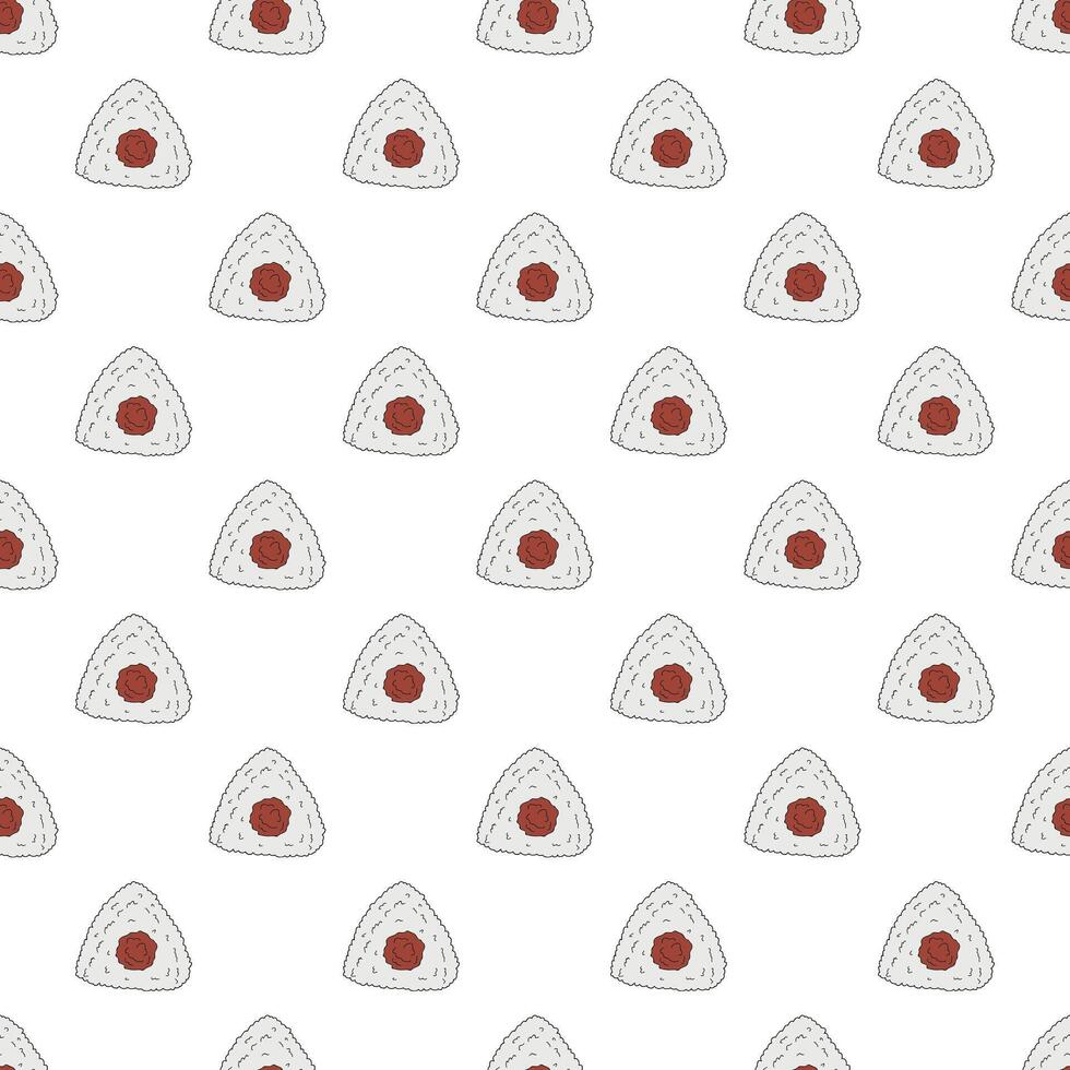 Seamless pattern with onigiri for decorative print, wrapping paper, menu, wallpaper and fabric vector