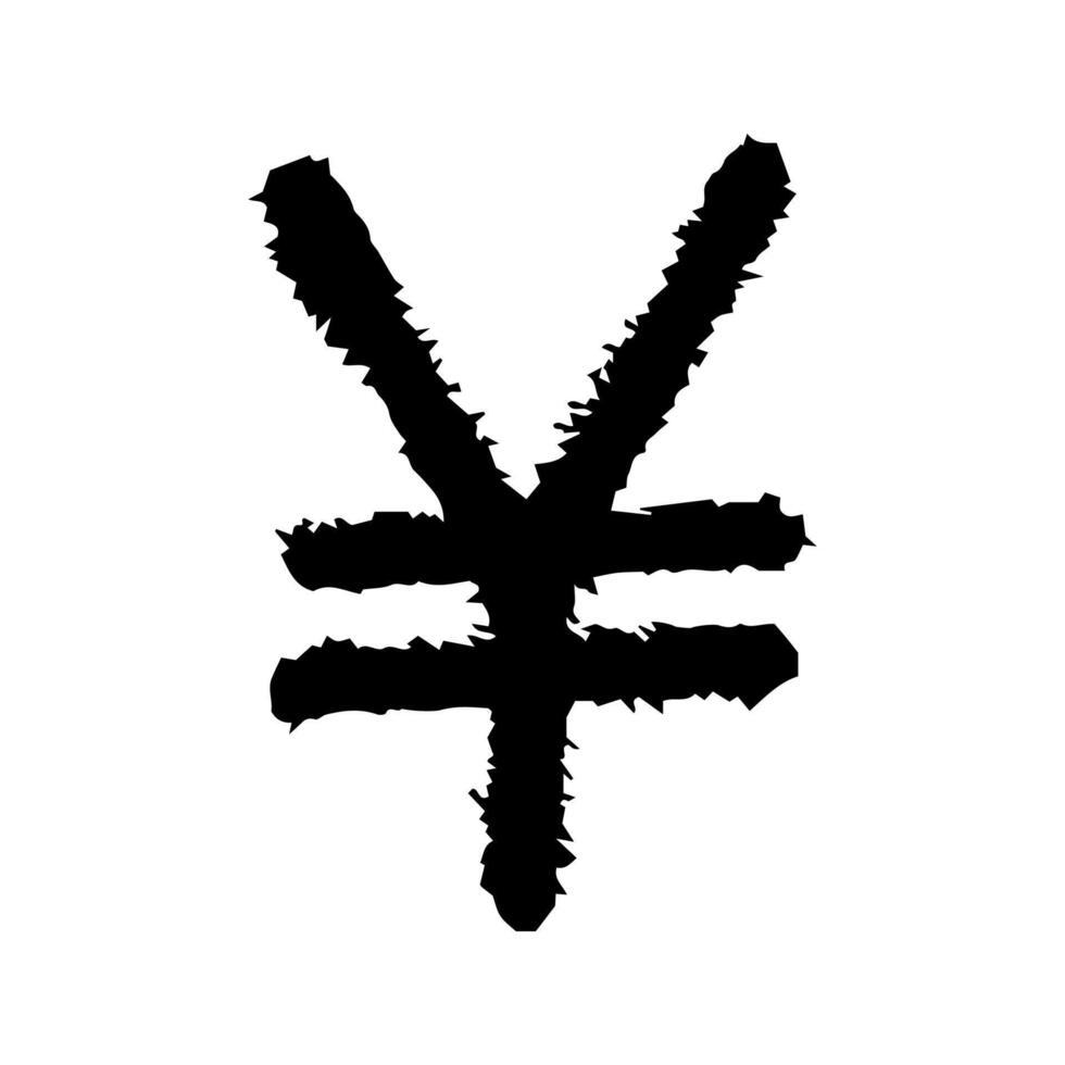 Hand drawn yen currency symbol. Brush stroke doodle. Single element for design vector